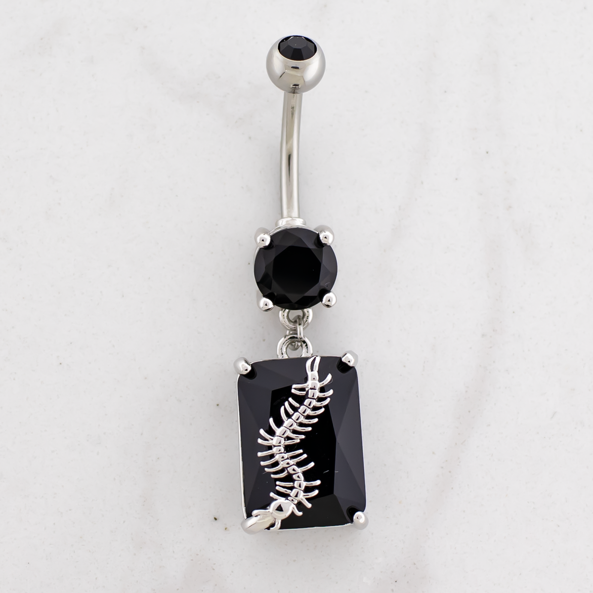 14G Black Gem Centipede Navel Ring | Body Jewelry | Wiccan Center