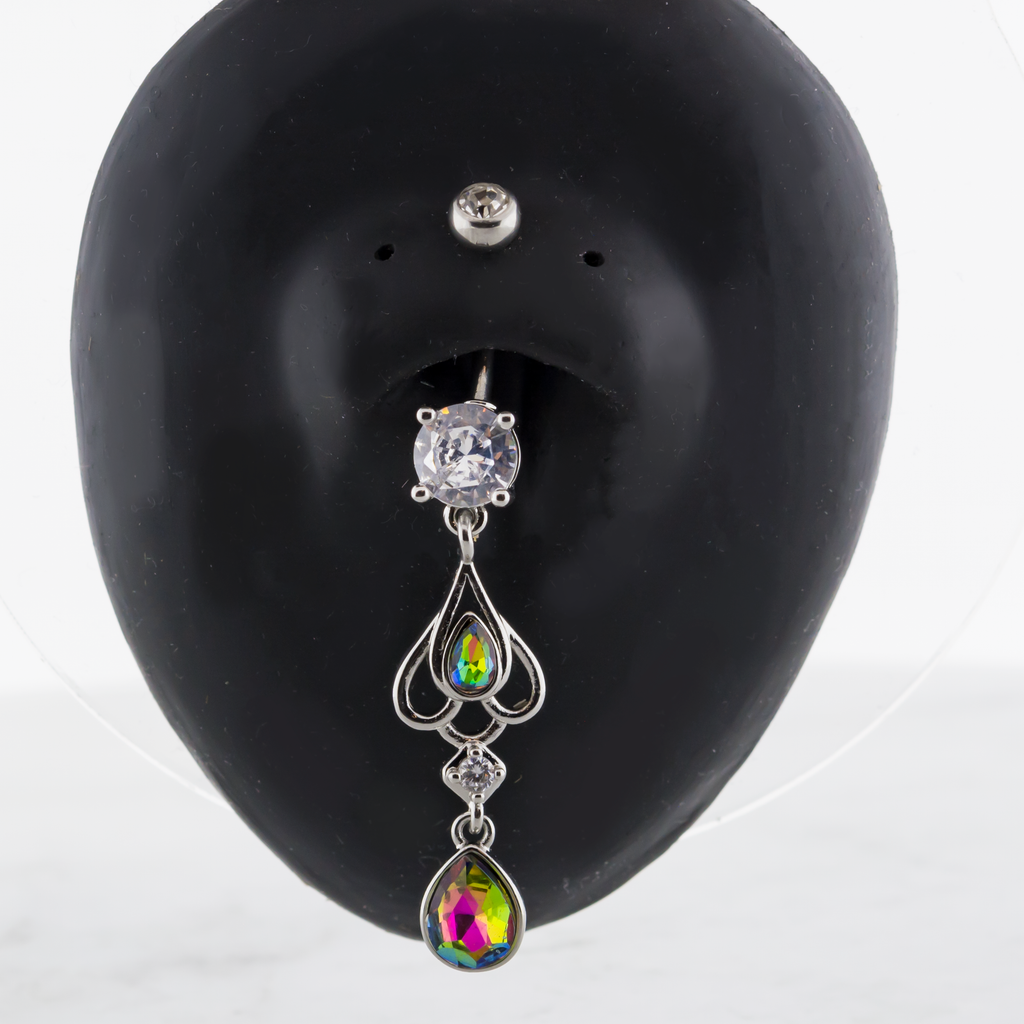 14G Cutout Accents With Gems Navel Ring | | Wiccan Center