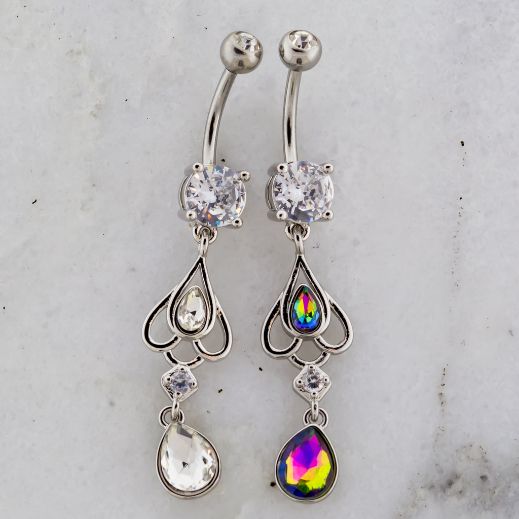 14G Cutout Accents With Gems Navel Ring | | Wiccan Center