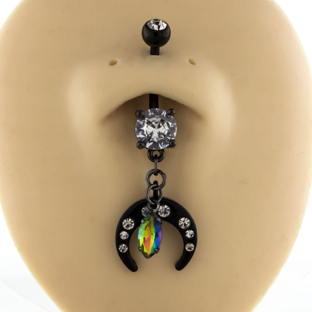 14G Crescent Moon with Gem Navel Ring | | Wiccan Center