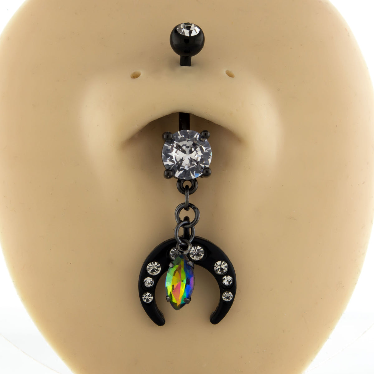 14G Crescent Moon with Gem Navel Ring