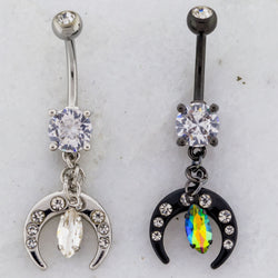14G Crescent Moon with Gem Navel Ring | | Wiccan Center