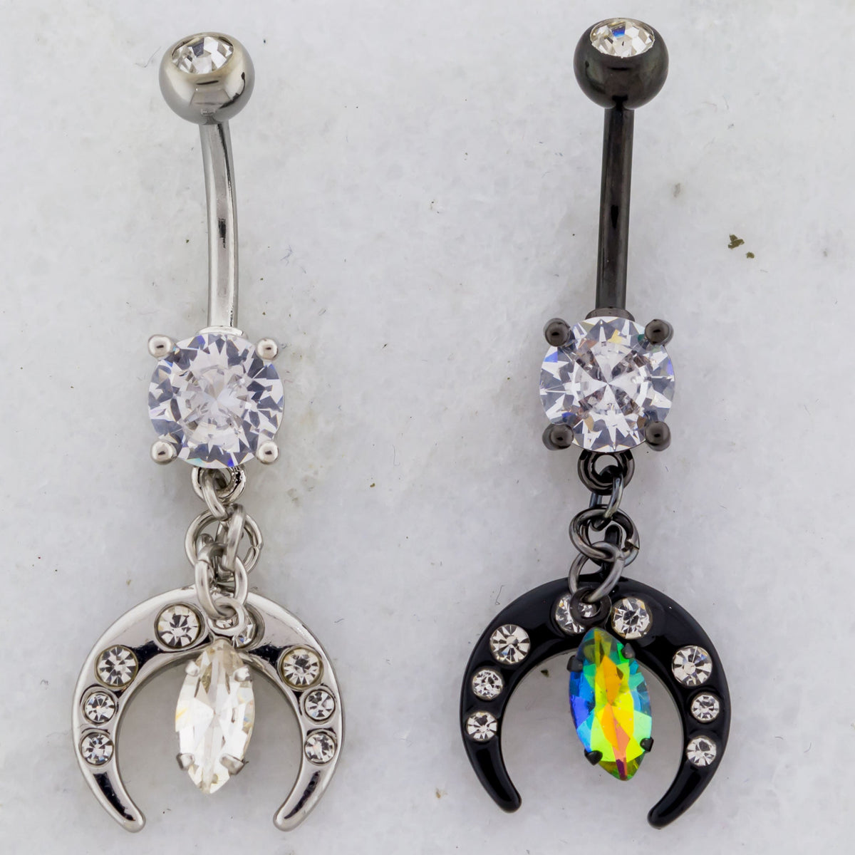 14G Crescent Moon with Gem Navel Ring