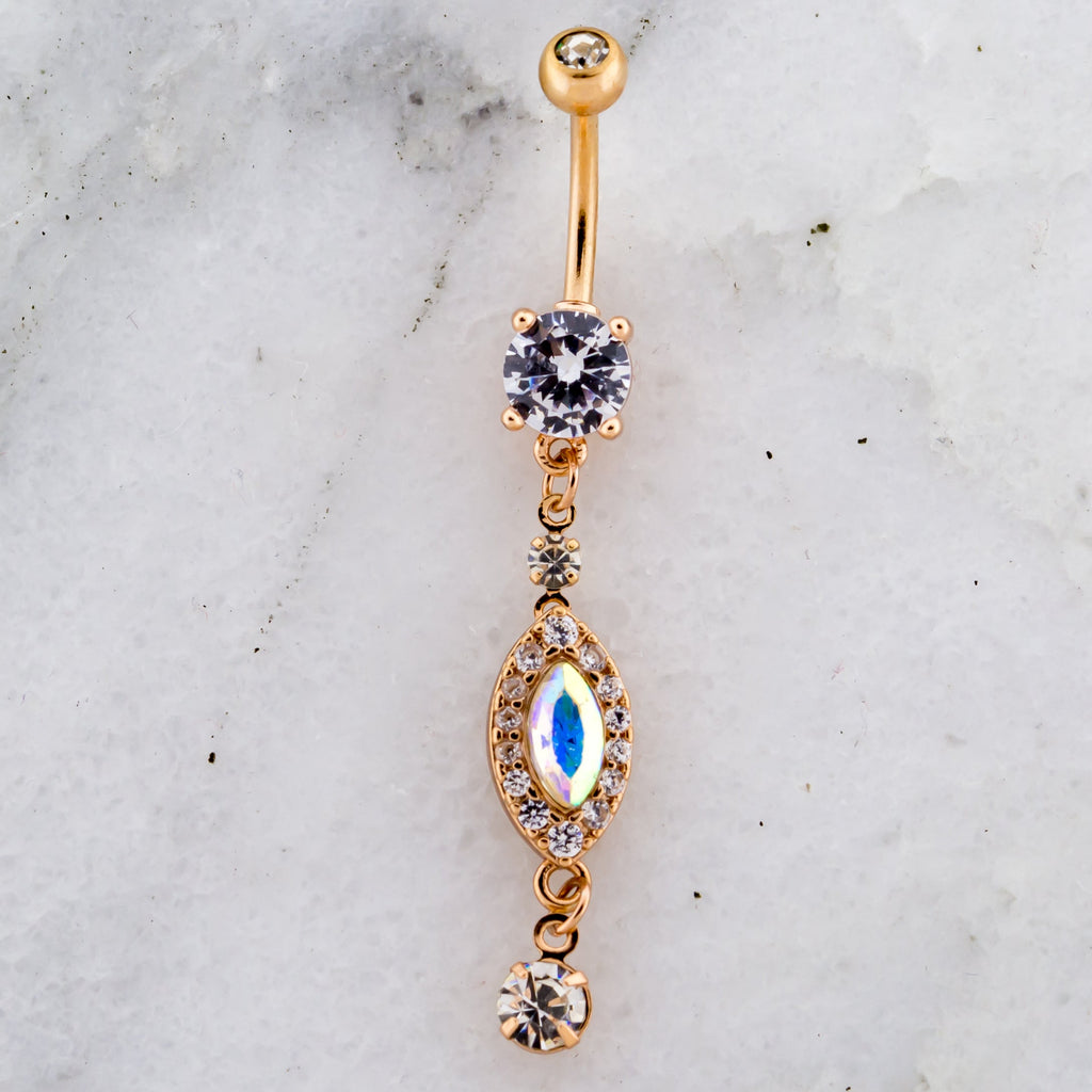 14G Rose Gold Clear and AB Navel Ring | | Wiccan Center