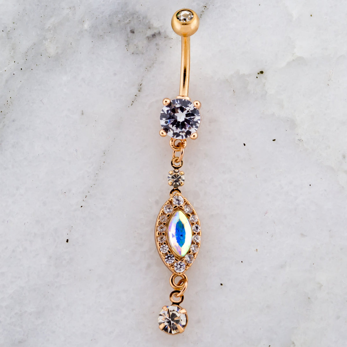 14G Rose Gold Clear and AB Navel Ring | | Wiccan Center