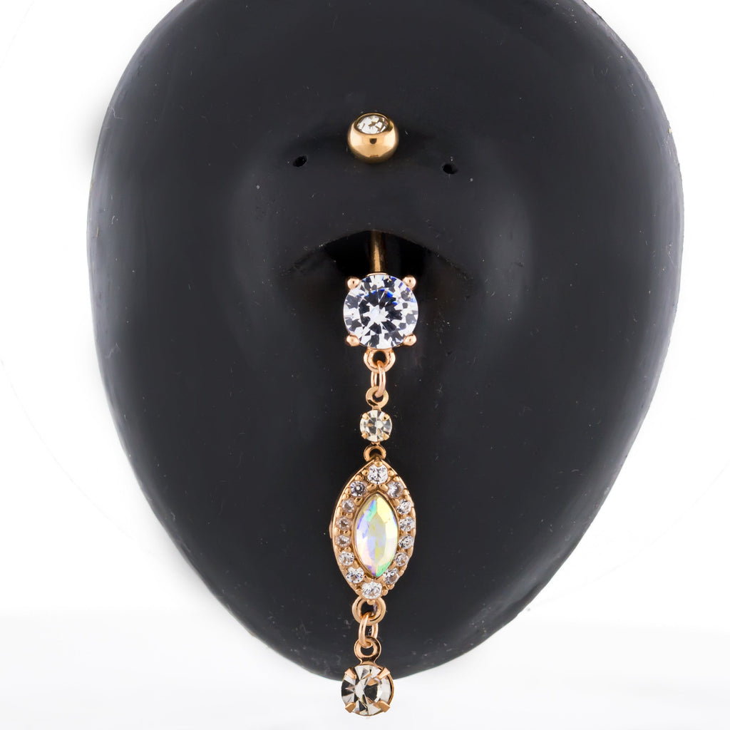 14G Rose Gold Clear and AB Navel Ring | | Wiccan Center