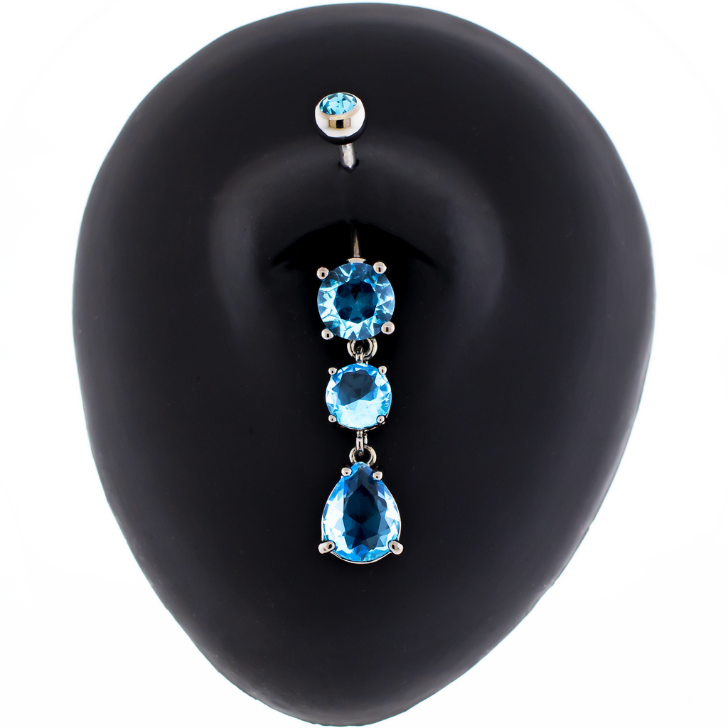 14G Round and Teardrop Gem Navel Ring | Body Jewelry | Wiccan Center