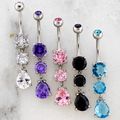 14G Round and Teardrop Gem Navel Ring | Body Jewelry | Wiccan Center