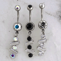 14G Baguette and Round Gem Navel Ring | Body Jewelry | Wiccan Center