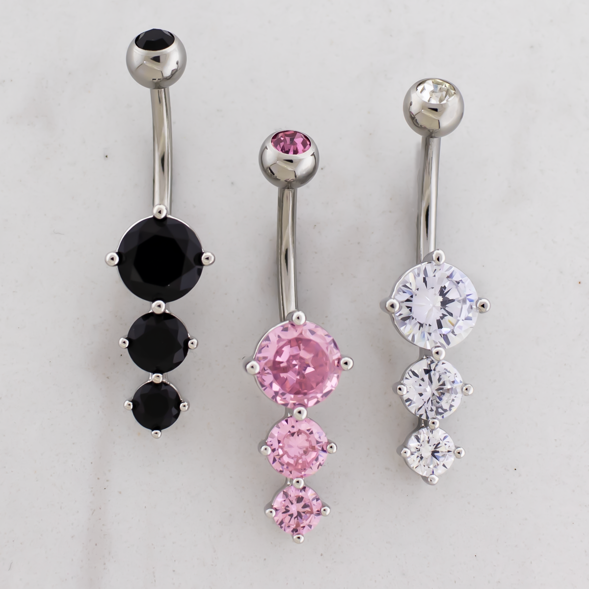 14G Cascading Round Gems Navel Barbell | Body Jewelry | Wiccan Center