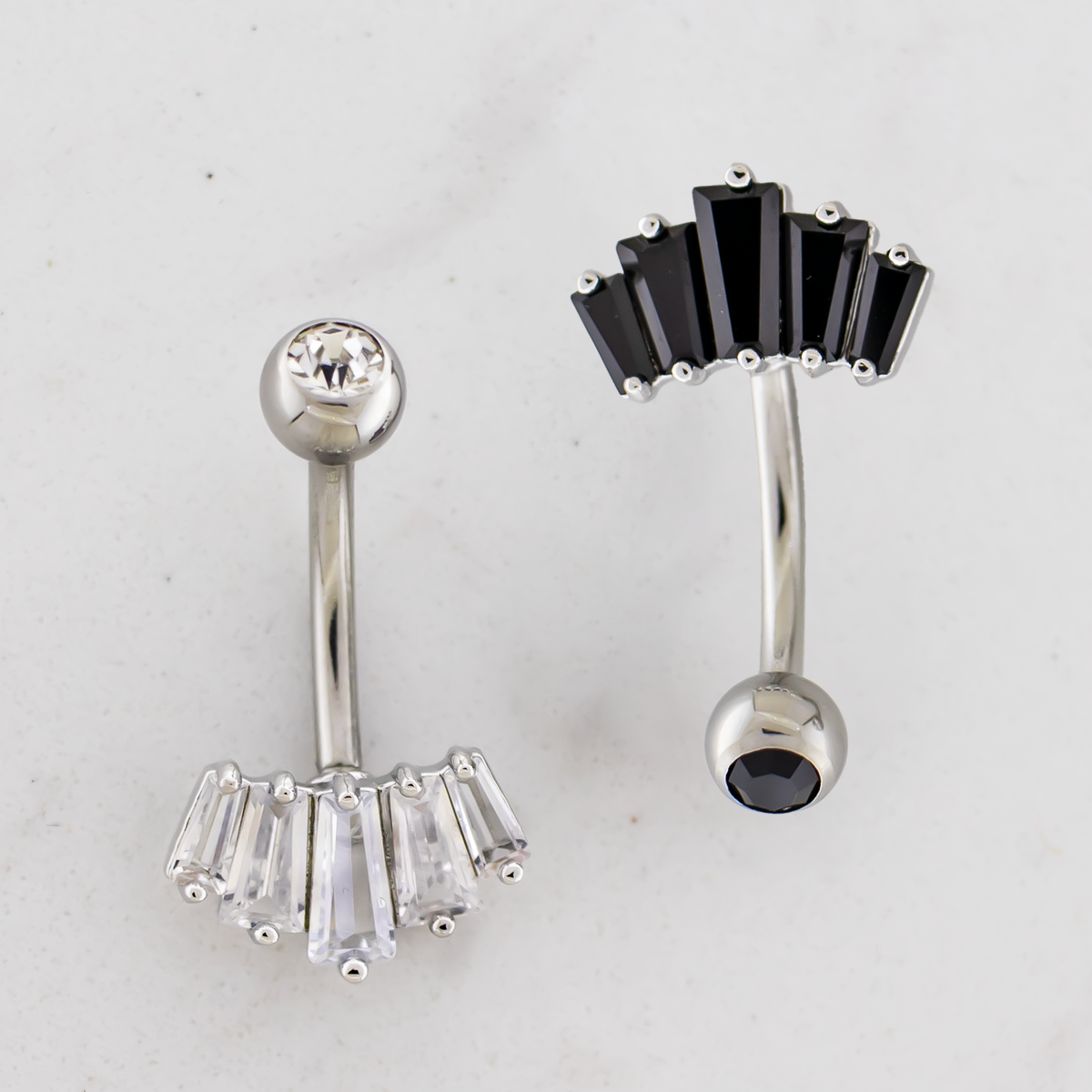 14G Fanned Baguette Navel Barbell | Body Jewelry | Wiccan Center