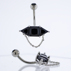 14G Baguette w/ Chain Navel Barbell | Body Jewelry | Wiccan Center