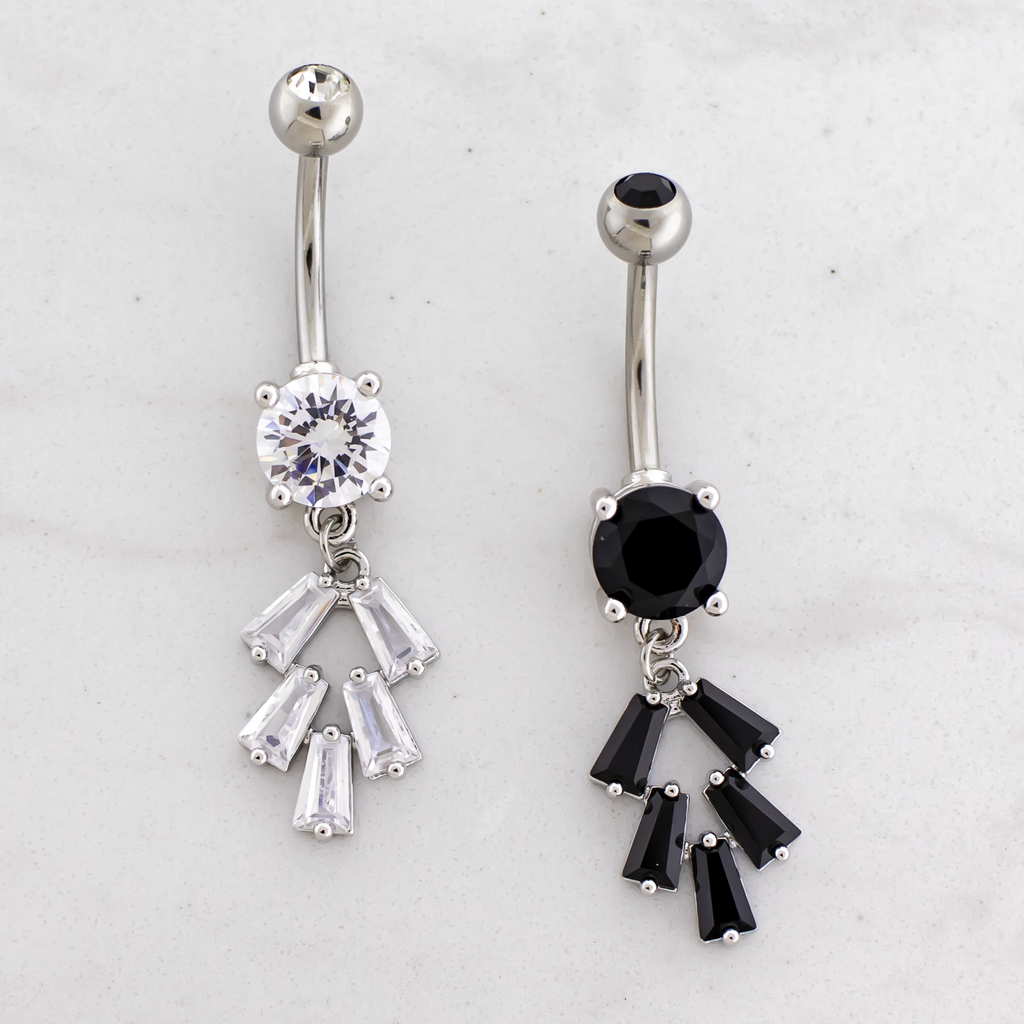 14G Baguette Cluster Navel Barbell | Body Jewelry | Wiccan Center
