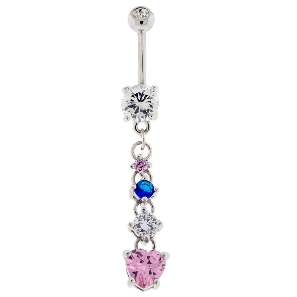 Pink Heart Dangle Navel Ring | Body Jewelry | Wiccan Center