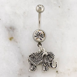 14G Decorative Elephant Navel Ring | Body Jewelry | Wiccan Center