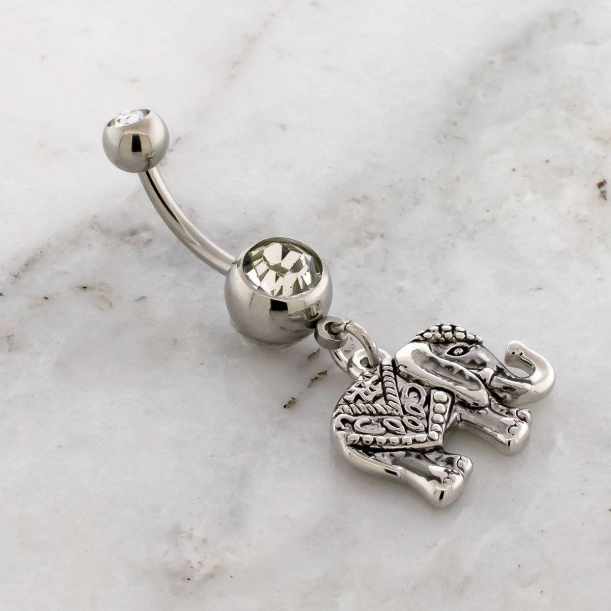 14G Decorative Elephant Navel Ring | Body Jewelry | Wiccan Center