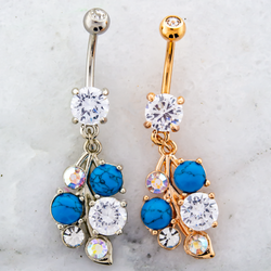 14G Gem and Stone Cluster Navel Ring | | Wiccan Center