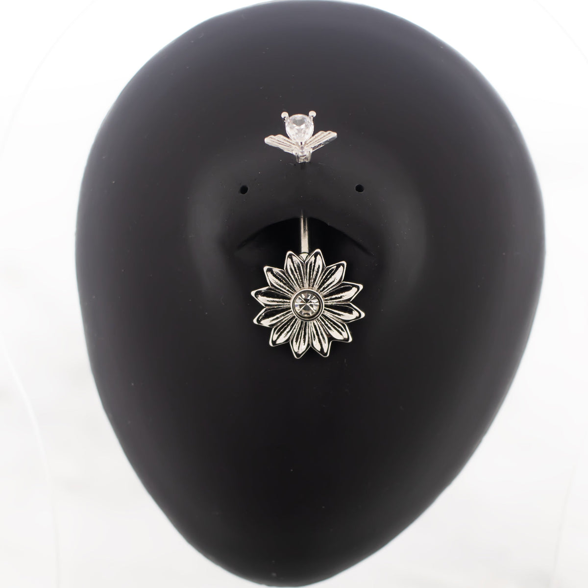 14G Sunflower With Bee Navel Ring | Body Jewelry | Wiccan Center