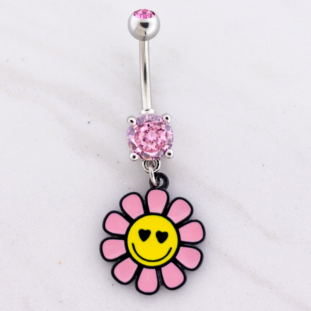 14G Happy Face Flower Navel Ring | Body Jewelry | Wiccan Center