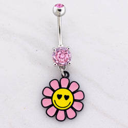 14G Happy Face Flower Navel Ring | Body Jewelry | Wiccan Center
