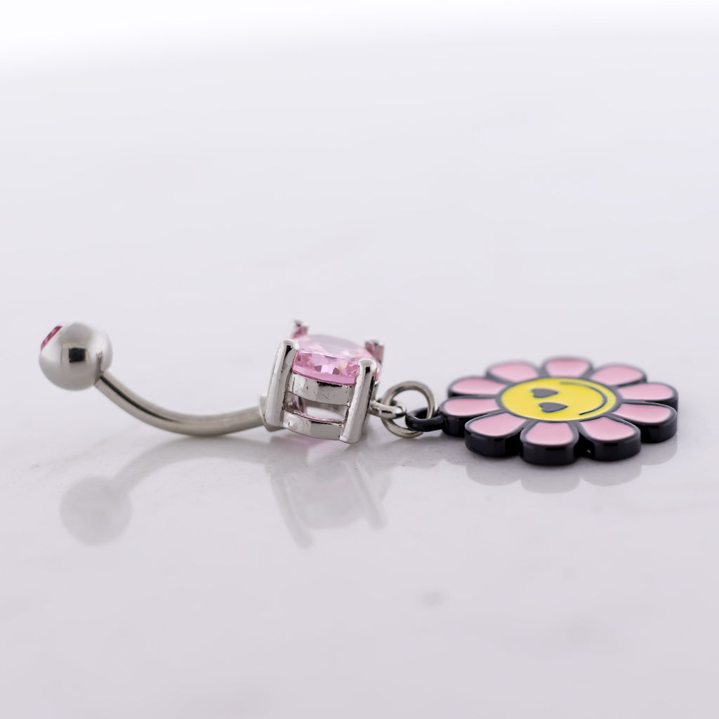 14G Happy Face Flower Navel Ring | Body Jewelry | Wiccan Center
