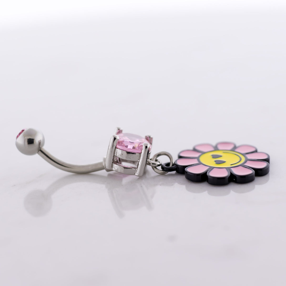 14G Happy Face Flower Navel Ring | Body Jewelry | Wiccan Center