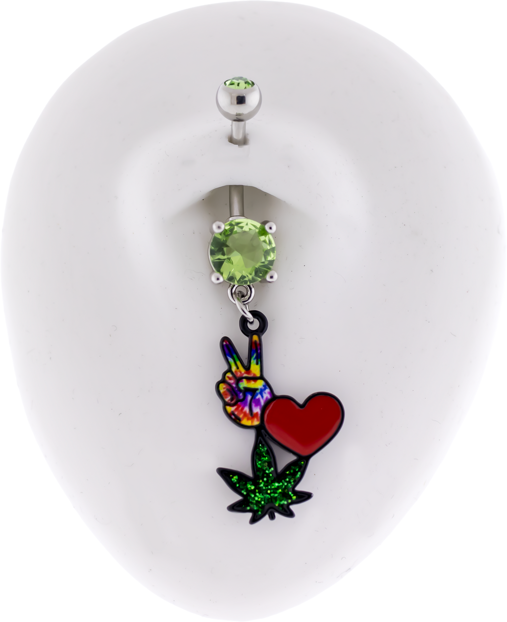 14G Peace Sign Pot Leaf Navel Ring | Body Jewelry | Wiccan Center