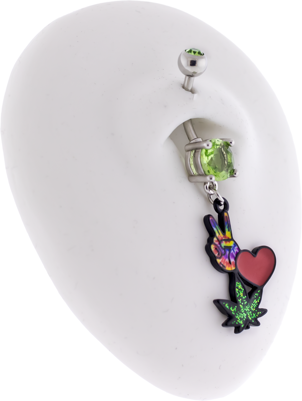 14G Peace Sign Pot Leaf Navel Ring | Body Jewelry | Wiccan Center
