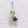 14G LOVE Pot Leaf Navel Ring | Body Jewelry | Wiccan Center