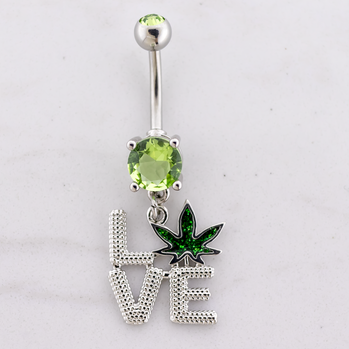 14G LOVE Pot Leaf Navel Ring | Body Jewelry | Wiccan Center