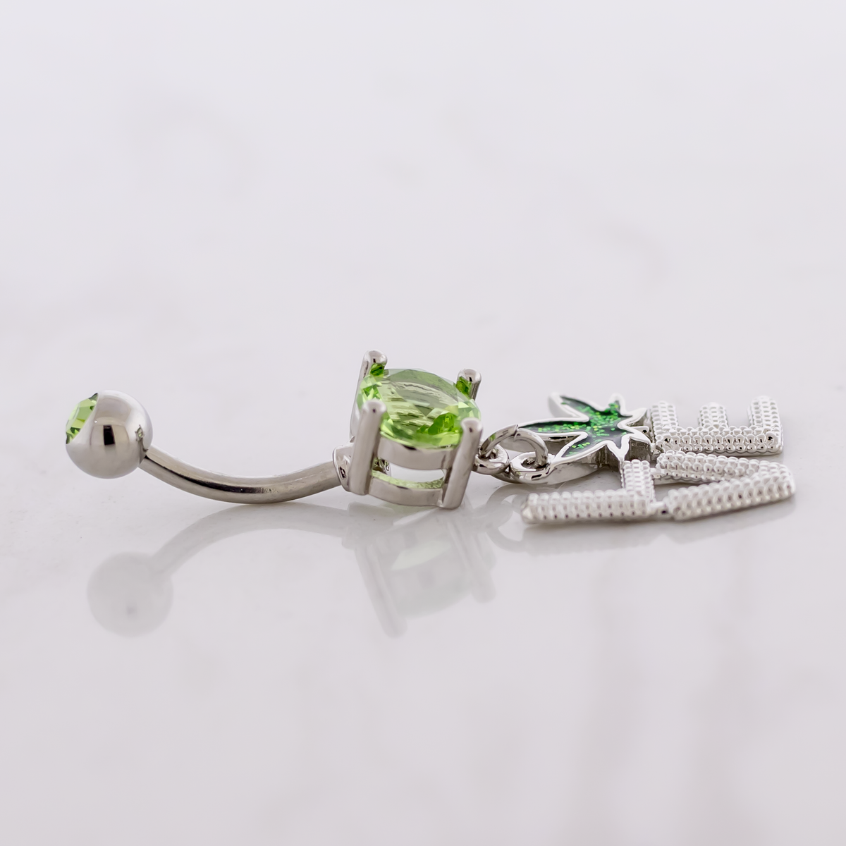 14G LOVE Pot Leaf Navel Ring | Body Jewelry | Wiccan Center