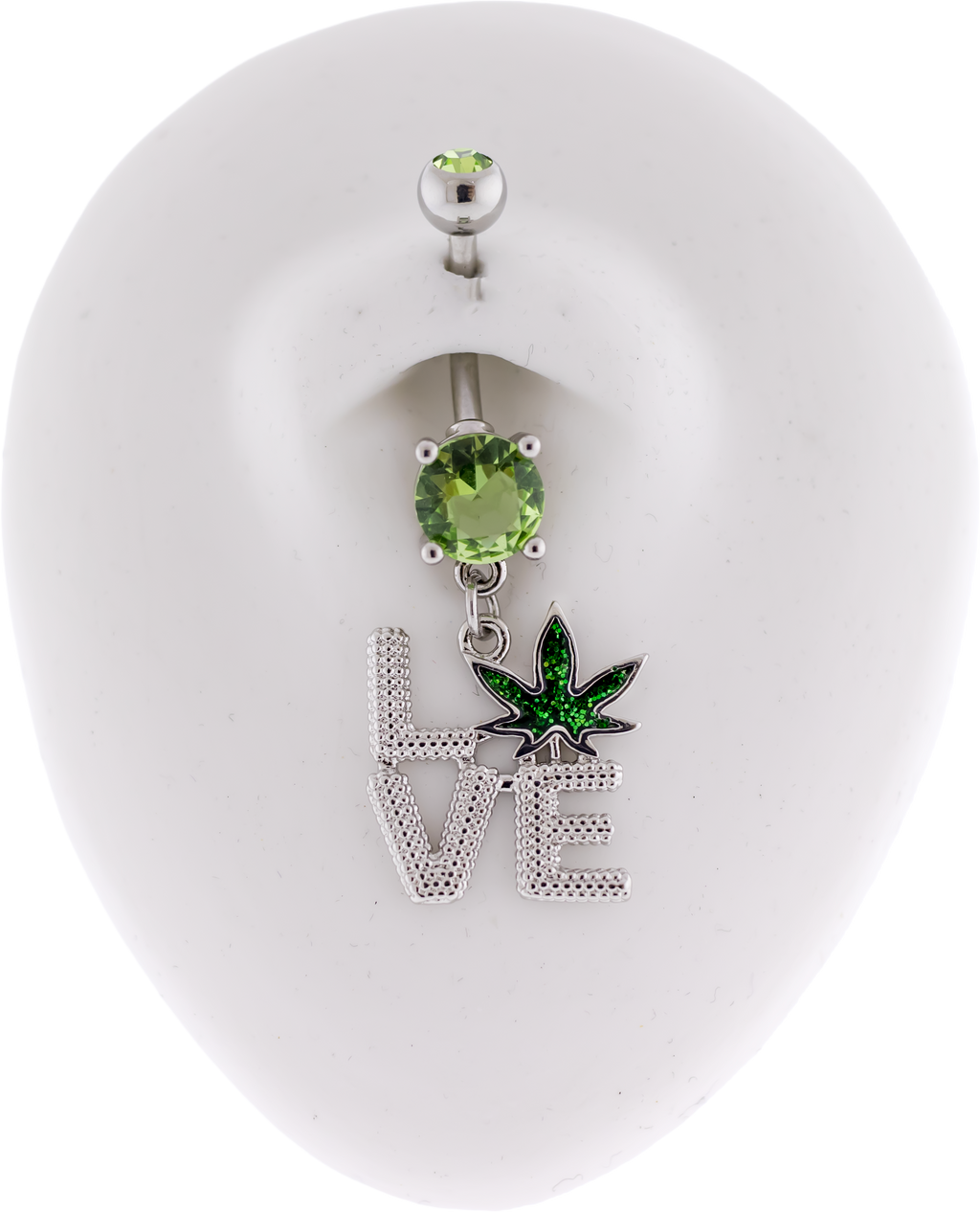 14G LOVE Pot Leaf Navel Ring | Body Jewelry | Wiccan Center