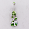 14G Peace Sign Hand Pot Leaf Navel Ring | Body Jewelry | Wiccan Center