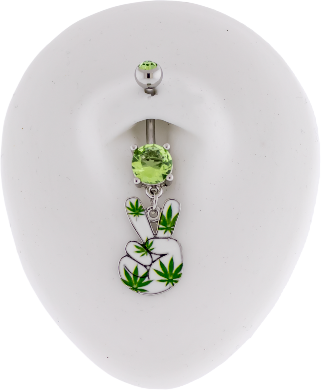 14G Peace Sign Hand Pot Leaf Navel Ring | Body Jewelry | Wiccan Center