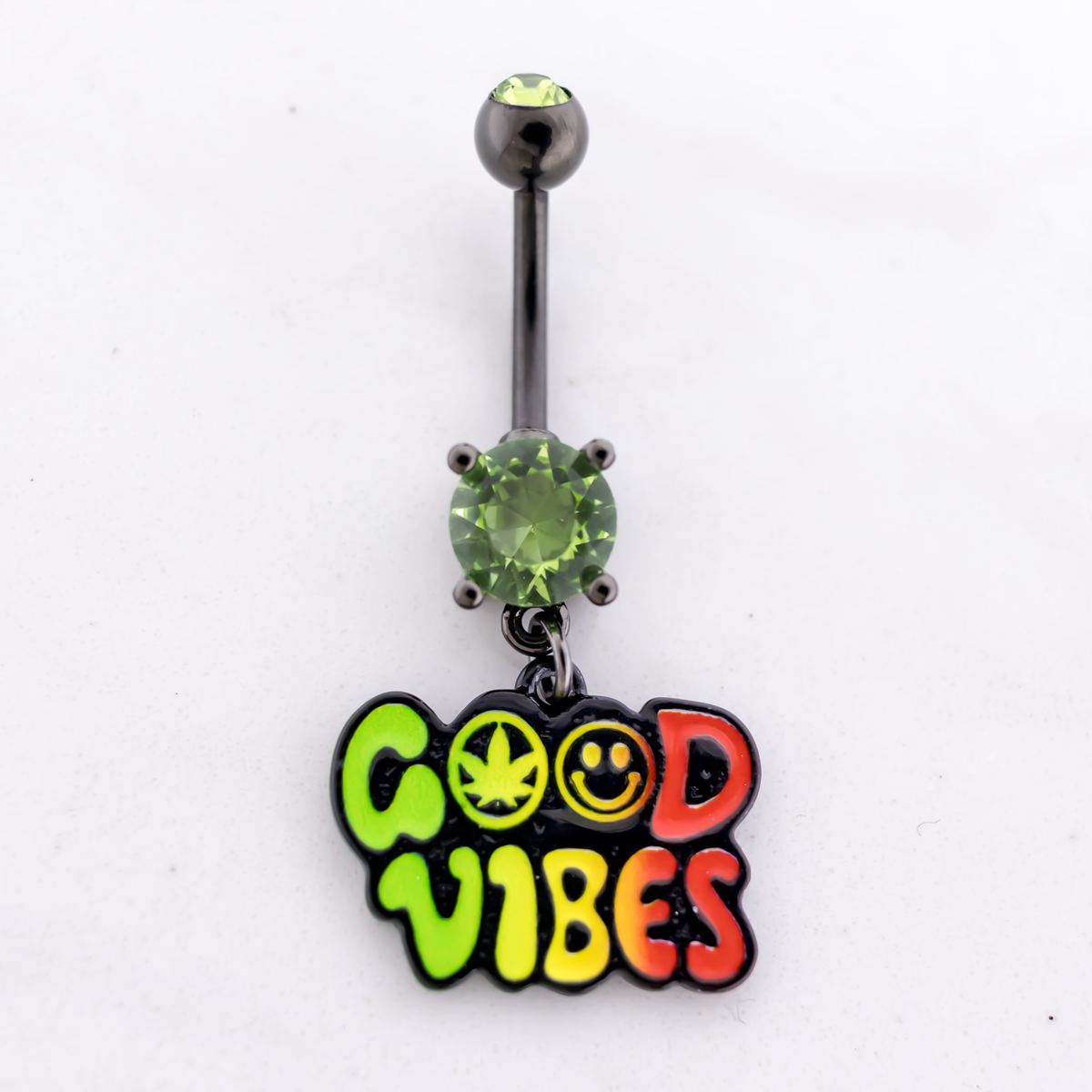 14G Good Vibes Pot Leaf Navel Ring | Body Jewelry | Wiccan Center