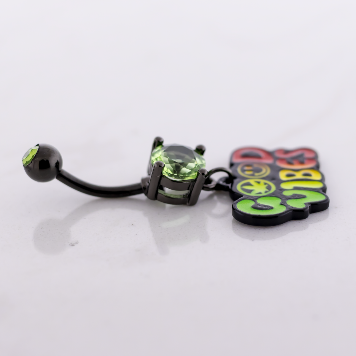 14G Good Vibes Pot Leaf Navel Ring | Body Jewelry | Wiccan Center