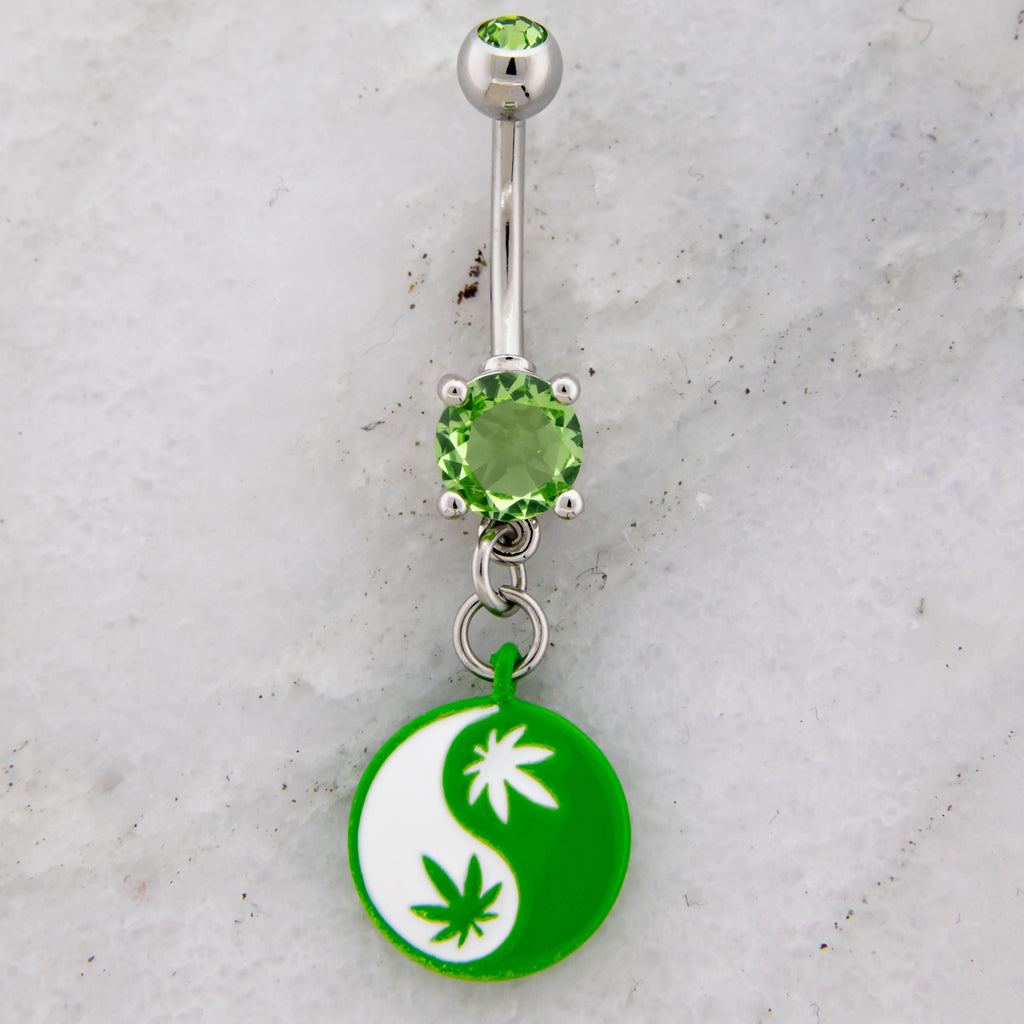 14G Yin Yang Pot Leaf Navel Ring | | Wiccan Center