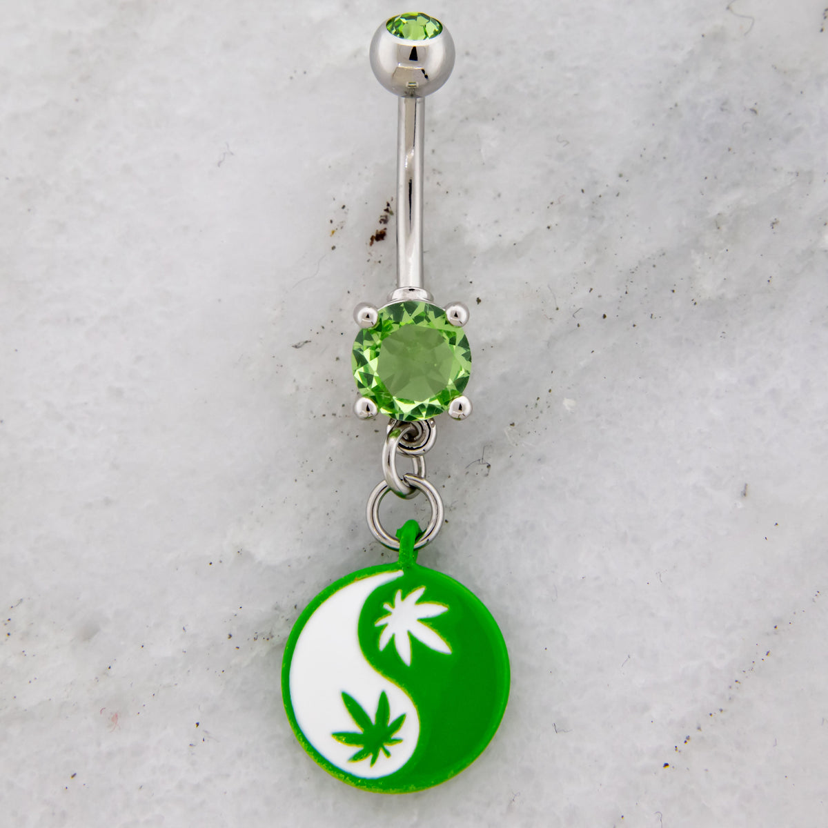 14G Yin Yang Pot Leaf Navel Ring | | Wiccan Center