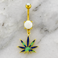 14G Enamel Pot Leaf Navel Ring | | Wiccan Center