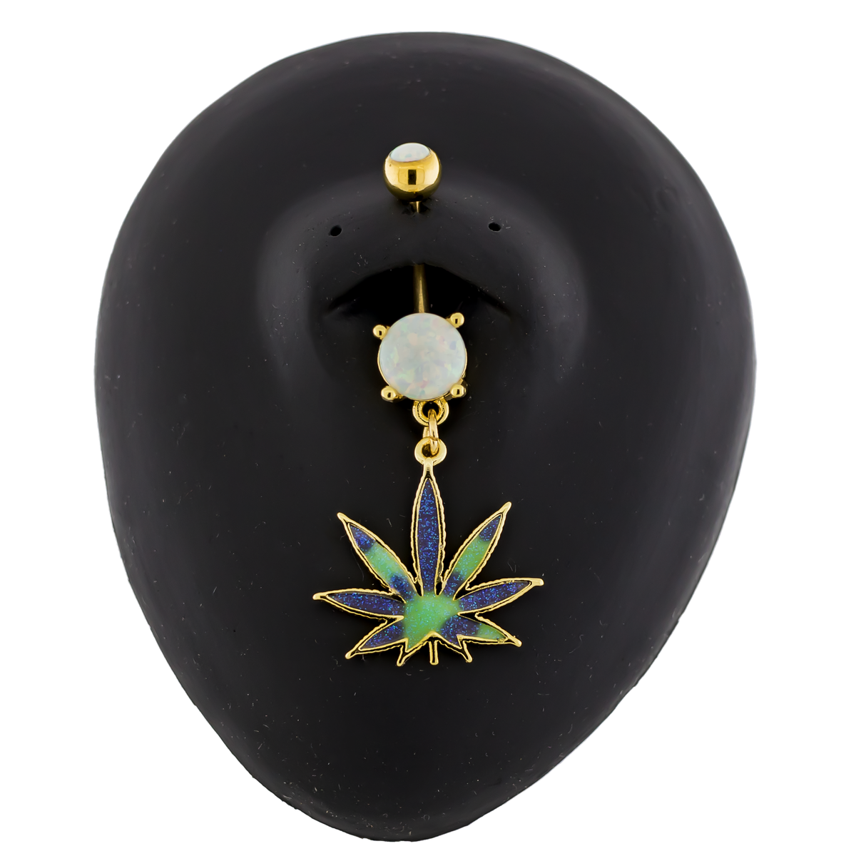 14G Enamel Pot Leaf Navel Ring | | Wiccan Center