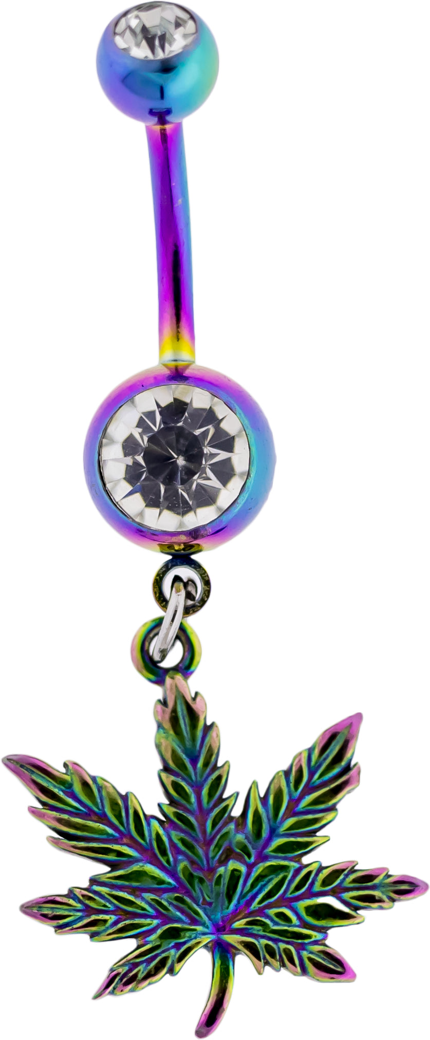 14G Rainbow Pot Leaf Navel Ring | Body Jewelry | Wiccan Center