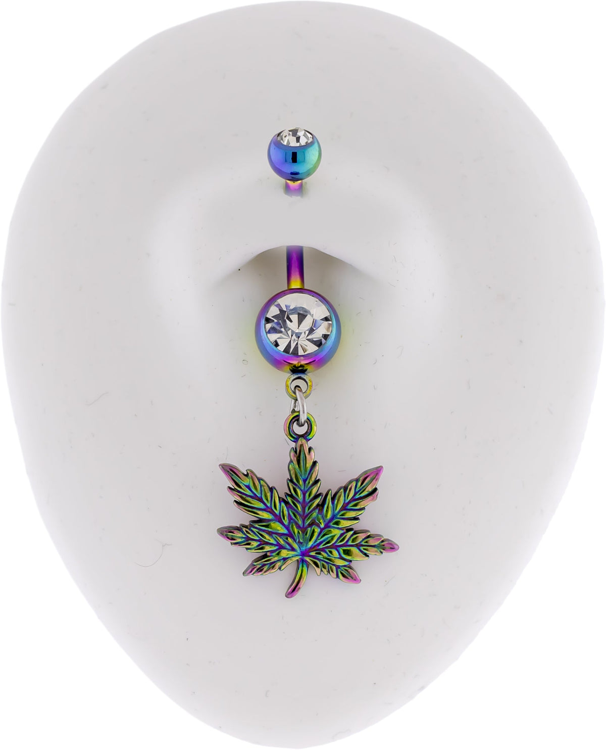 14G Rainbow Pot Leaf Navel Ring | Body Jewelry | Wiccan Center