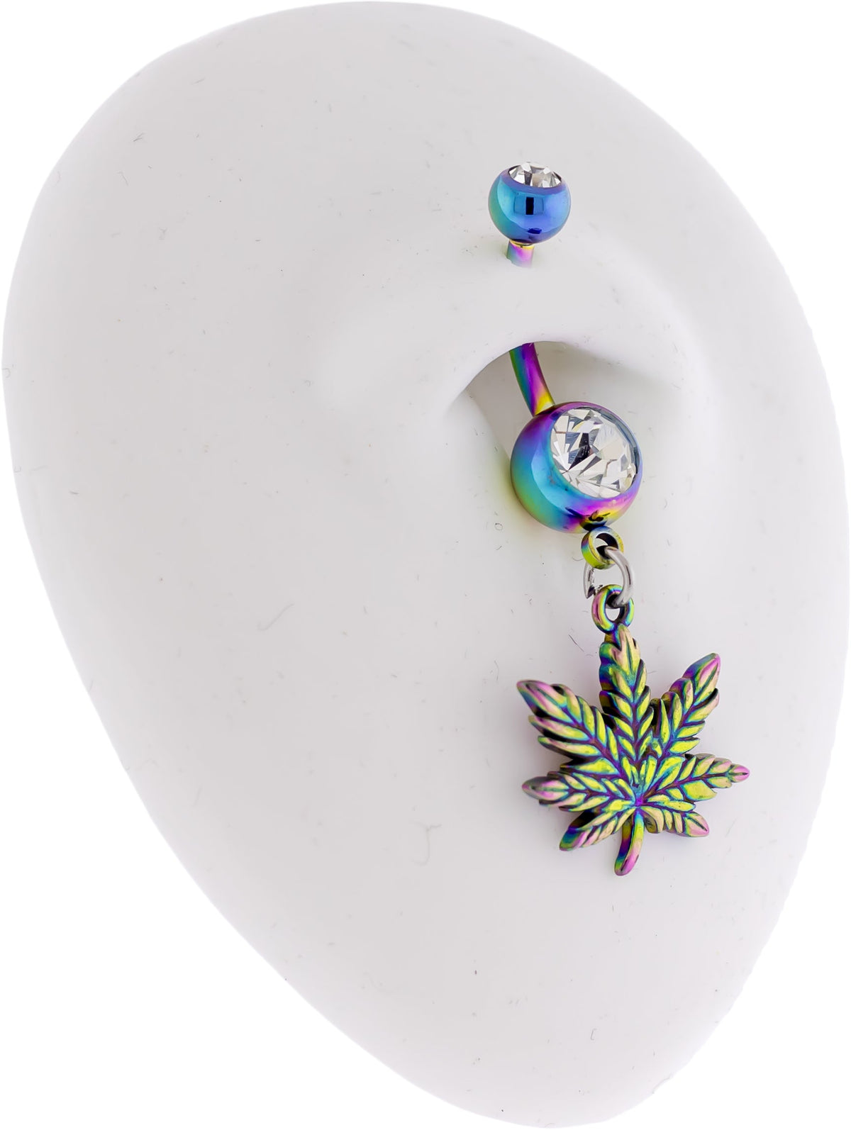 14G Rainbow Pot Leaf Navel Ring | Body Jewelry | Wiccan Center