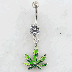 14G Crystal Pot Leaf Navel Ring | | Wiccan Center