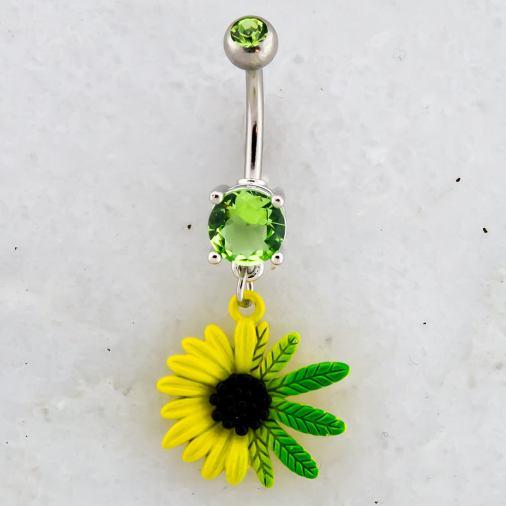 14G Sunflower Pot Leaf Navel Ring | | Wiccan Center
