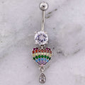 14G Rainbow Gem Heart Navel Ring | | Wiccan Center