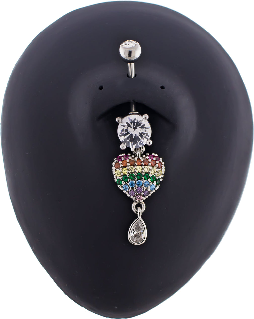 14G Rainbow Gem Heart Navel Ring | | Wiccan Center