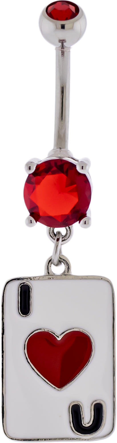 14G I Heart U Card Navel Ring | Body Jewelry | Wiccan Center