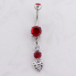 14G Triple Heart Dangle Navel Ring | Body Jewelry | Wiccan Center
