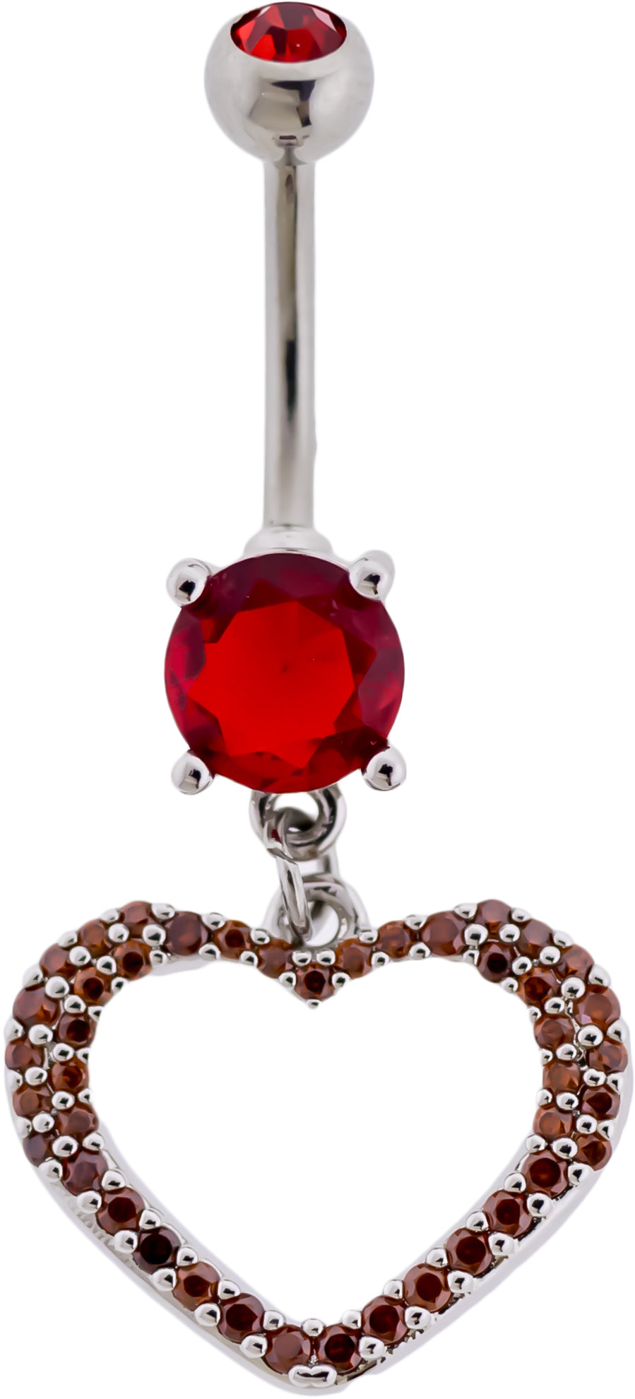 14G Pave Cutout Heart Navel Ring | Body Jewelry | Wiccan Center